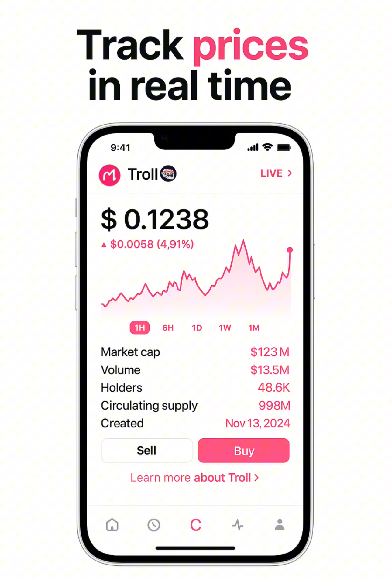 Track prices in real time