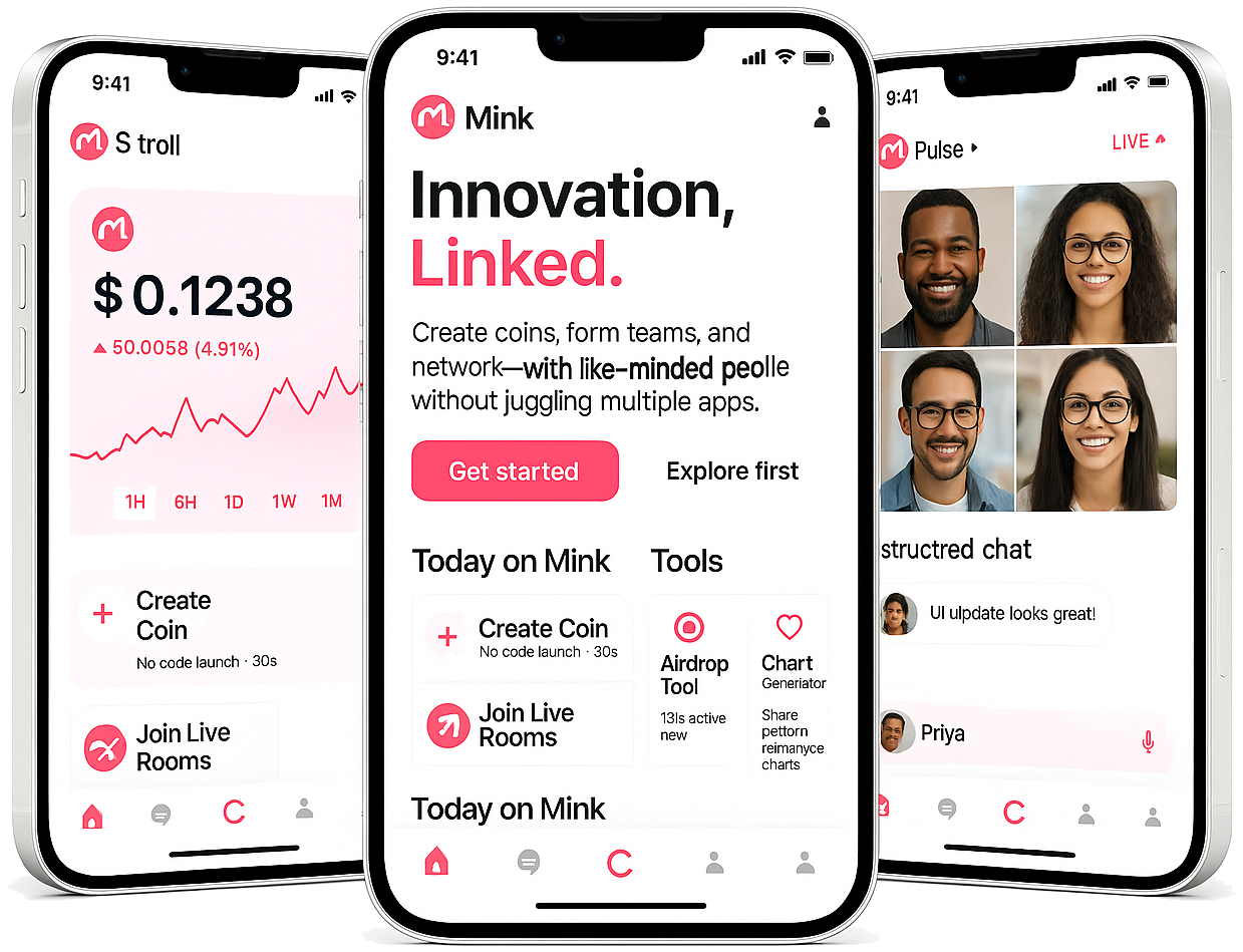 Mink app screens
